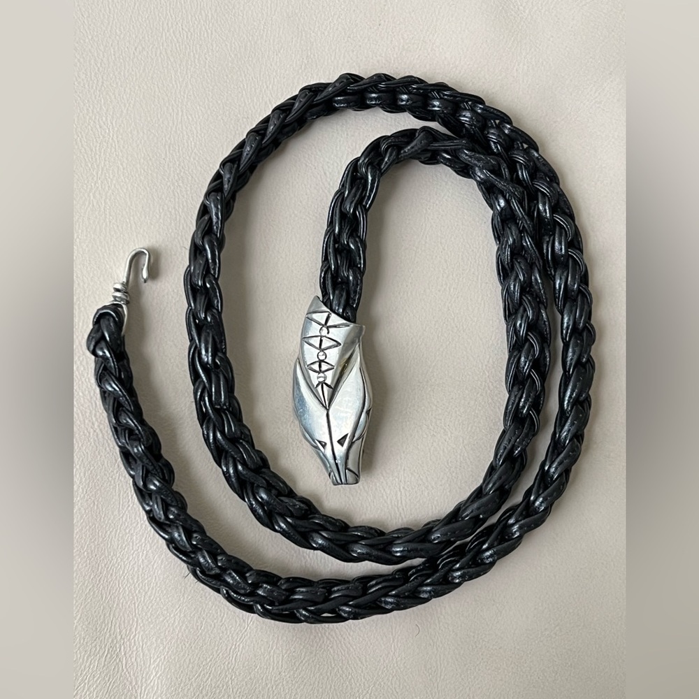 Fahrenheit, leather coiled, silver serpent belt